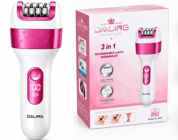 Set epilator pentru Femei Daling DL 6021 tip 3 in 1 Epilator Aparat de Ras si Pila Electrica pentru Calcaie